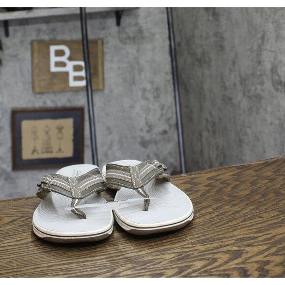 Clarks Jazzh Womens Toe-Post Cushioned Footbed Flip-Flops Gray Multi 11M - Picture 3 of 7